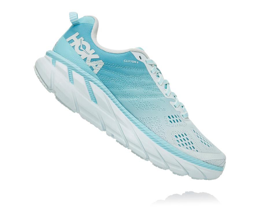 Hoka One One Bezecke Topanky Damske Modre/Biele - Clifton 6 - 73562-LQOR